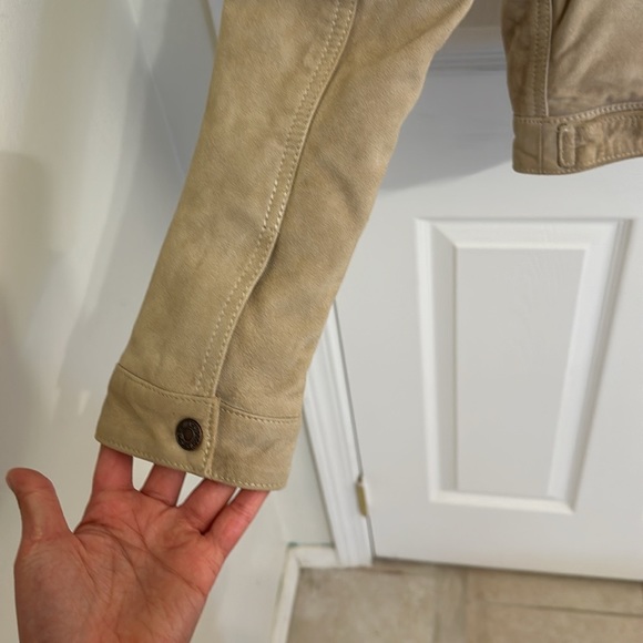 Levi’s Premium Suede Sherpa Trucker Jacket S Small Beige Tan - Picture 7 of 9